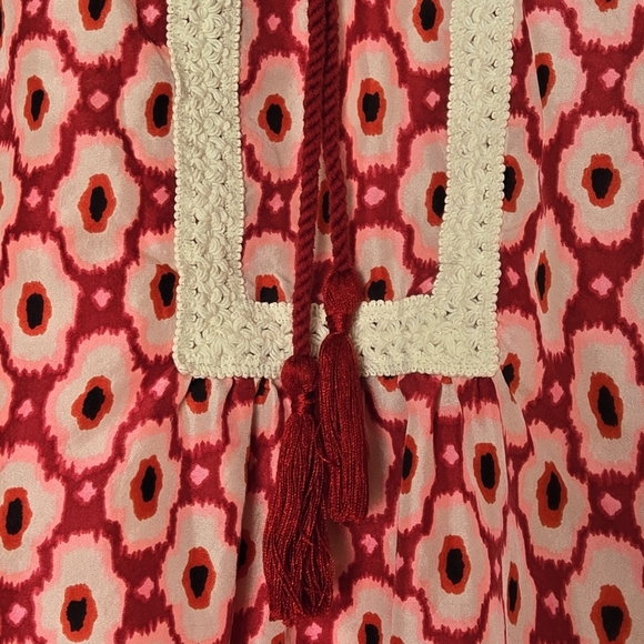 Kate Spade 100% Silk Posy Ikat Bohemian Red Patterned Women's Top - Picture 6 of 10